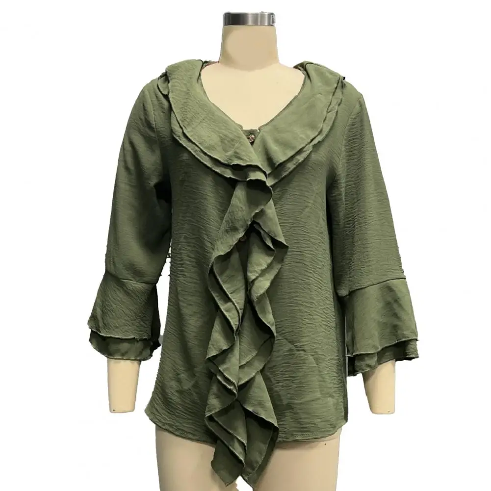 Flying Sleeves Shirt Stylish Women's V-neck Ruffle Sleeve Blouse Loose Fit Polyester Top for Daily Wear Casual Pullover Shirt
Flying Sleeves Shirt Stylish Women's V-neck Ruffle Sleeve Blouse Loose Fit Polyester Top for Daily Wear Casual Pullover Shirt