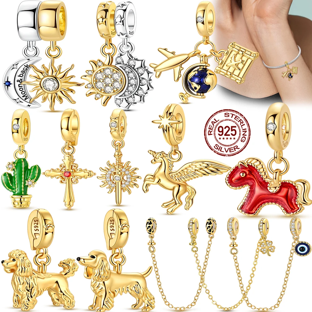 Gold Original Charm Bead 925 Sterling Silver Horse Star Moon Earth Airplane Charm Fit Bracelets Pendant Women DIY Jewelry
Gold Original Charm Bead 925 Sterling Silver Horse Star Moon Earth Airplane Charm Fit Bracelets Pendant Women DIY Jewelry