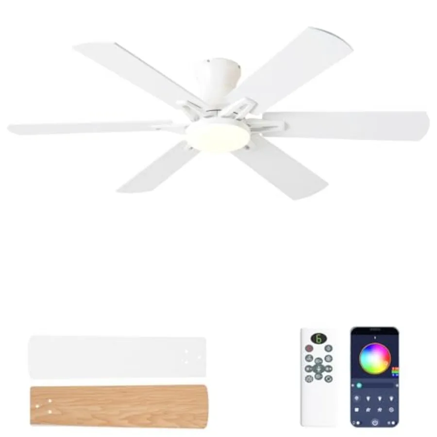 Ceiling Fans with Lights, 52" Flush Mount Ceiling Fan with Light and Remote, Quiet, Reversible, 3CCT, Dimmable,,RGB, Low Profil
Ceiling Fans with Lights, 52" Flush Mount Ceiling Fan with Light and Remote, Quiet, Reversible, 3CCT, Dimmable,,RGB, Low Profil