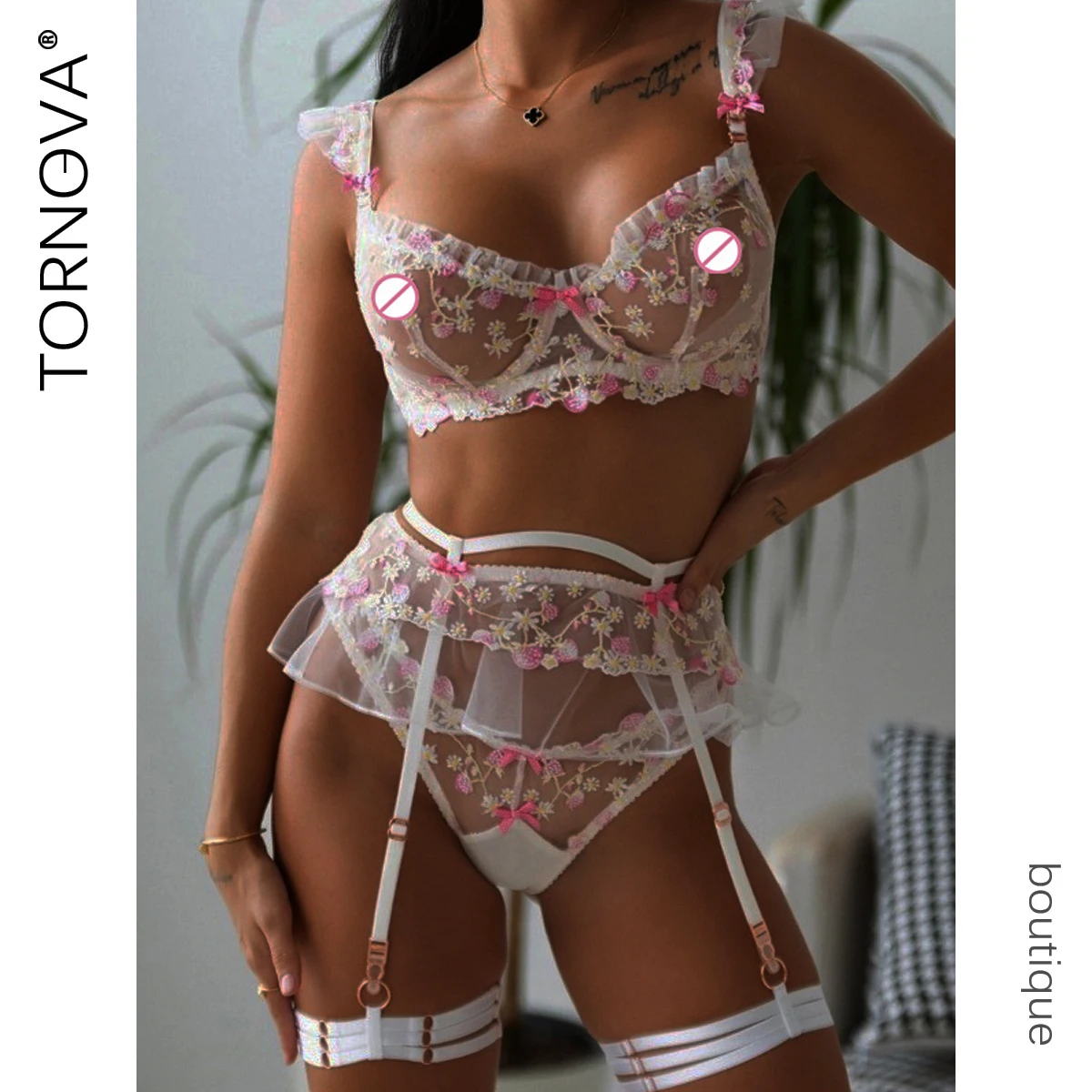 Tornova Sexy Lingerie Suit for Women Embroidered Bra Underwear Steel Support Transparent Mesh Sexy Floral Print Lingerie Garter
Tornova Sexy Lingerie Suit for Women Embroidered Bra Underwear Steel Support Transparent Mesh Sexy Floral Print Lingerie Garter