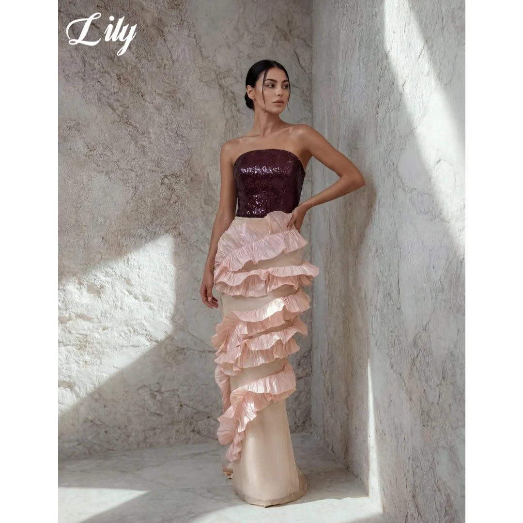Lily Color Block Prom Dress Sequin Strapless Bodice Evening Dress With Multi Layer Pleated Skirt Mermaid Party Dress Customized
Lily Color Block Prom Dress Sequin Strapless Bodice Evening Dress With Multi Layer Pleated Skirt Mermaid Party Dress Customized