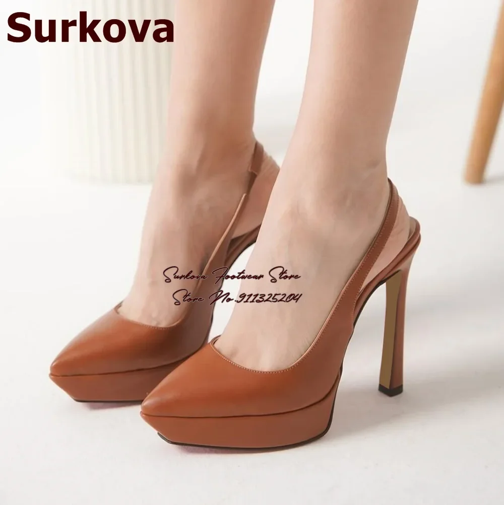 Surkova Matte Leather Stiletto Heel Pointed Toe Dress Shoes Platform Shallow Cut Slingback Banquet Pumps Elegant Evening Shoes
Surkova Matte Leather Stiletto Heel Pointed Toe Dress Shoes Platform Shallow Cut Slingback Banquet Pumps Elegant Evening Shoes