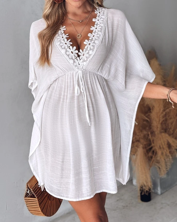 New Fashion 2024 Summer Casual Contrast Lace Tied Detail Cover Up Dress Sexy Elegant Dresses for Women Female Clothing
New Fashion 2024 Summer Casual Contrast Lace Tied Detail Cover Up Dress Sexy Elegant Dresses for Women Female Clothing