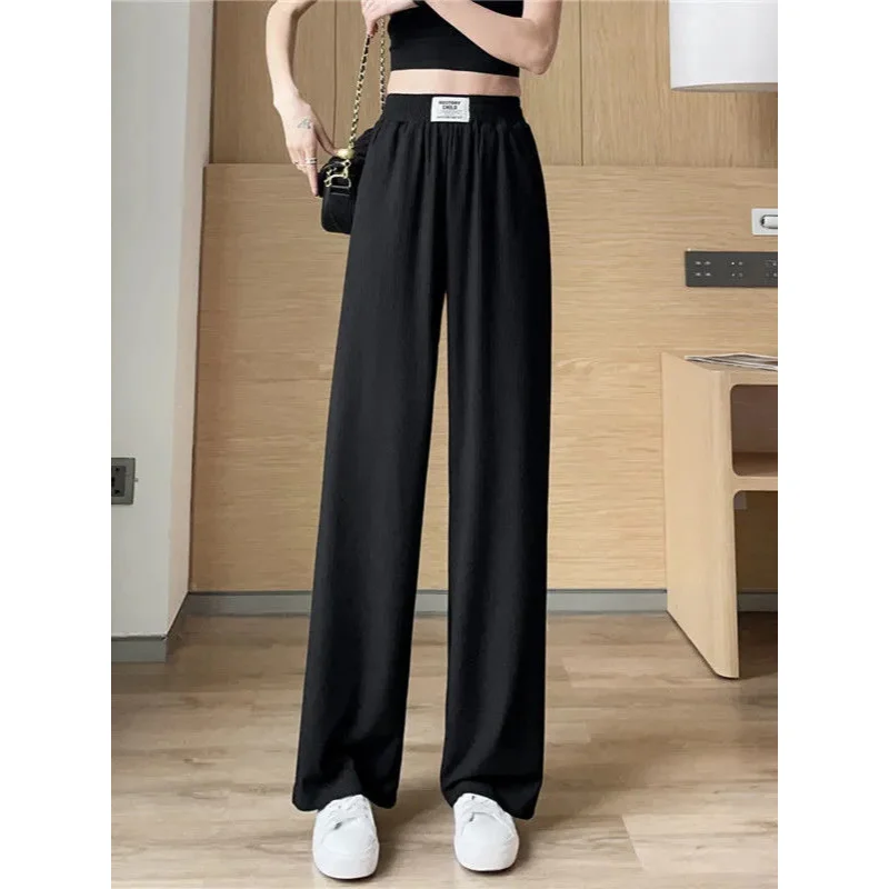 Silk Black Wide-Leg Pants Women, Draped Summer Thin Straight-Leg Pants, High-Waisted Loose Sports Casual Pants
Silk Black Wide-Leg Pants Women, Draped Summer Thin Straight-Leg Pants, High-Waisted Loose Sports Casual Pants