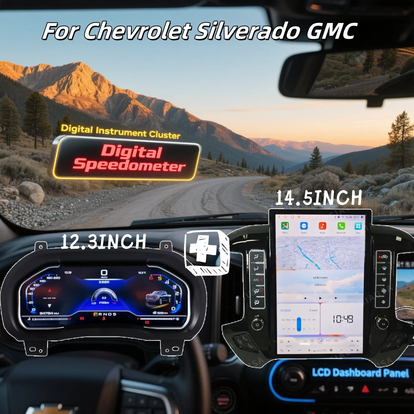 12.3"+14.5" Car Digital Cluster For Chevrolet Silverado 2014 2015-2019 GMC SIERRA Speedometer Multimedia LCD Dashboard
12.3"+14.5" Car Digital Cluster For Chevrolet Silverado 2014 2015-2019 GMC SIERRA Speedometer Multimedia LCD Dashboard