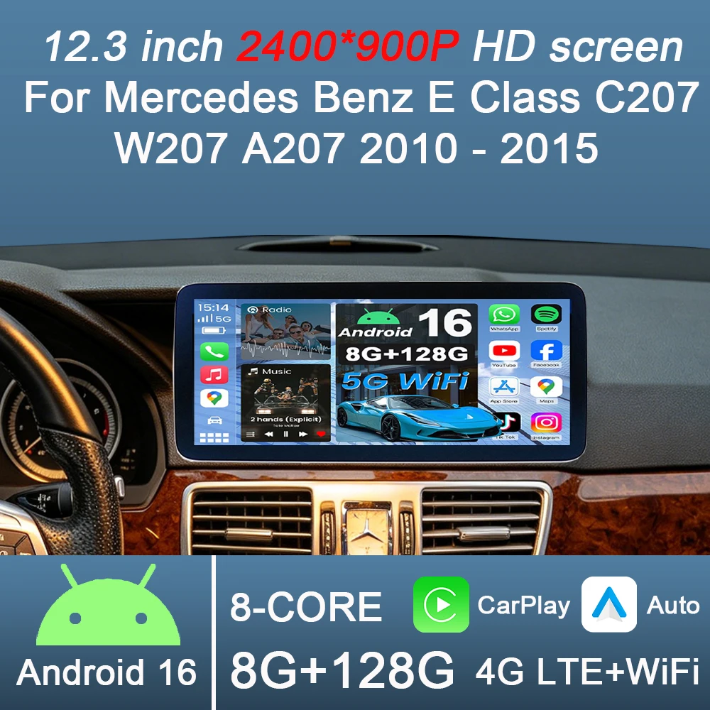 Android 16 Carplay Auto for Mercedes Benz E Class C207 W207 A207 2010 - 2015 Car Radio Multimedia 2400*900P Player Stereo GPS 4G
Android 16 Carplay Auto for Mercedes Benz E Class C207 W207 A207 2010 - 2015 Car Radio Multimedia 2400*900P Player Stereo GPS 4G