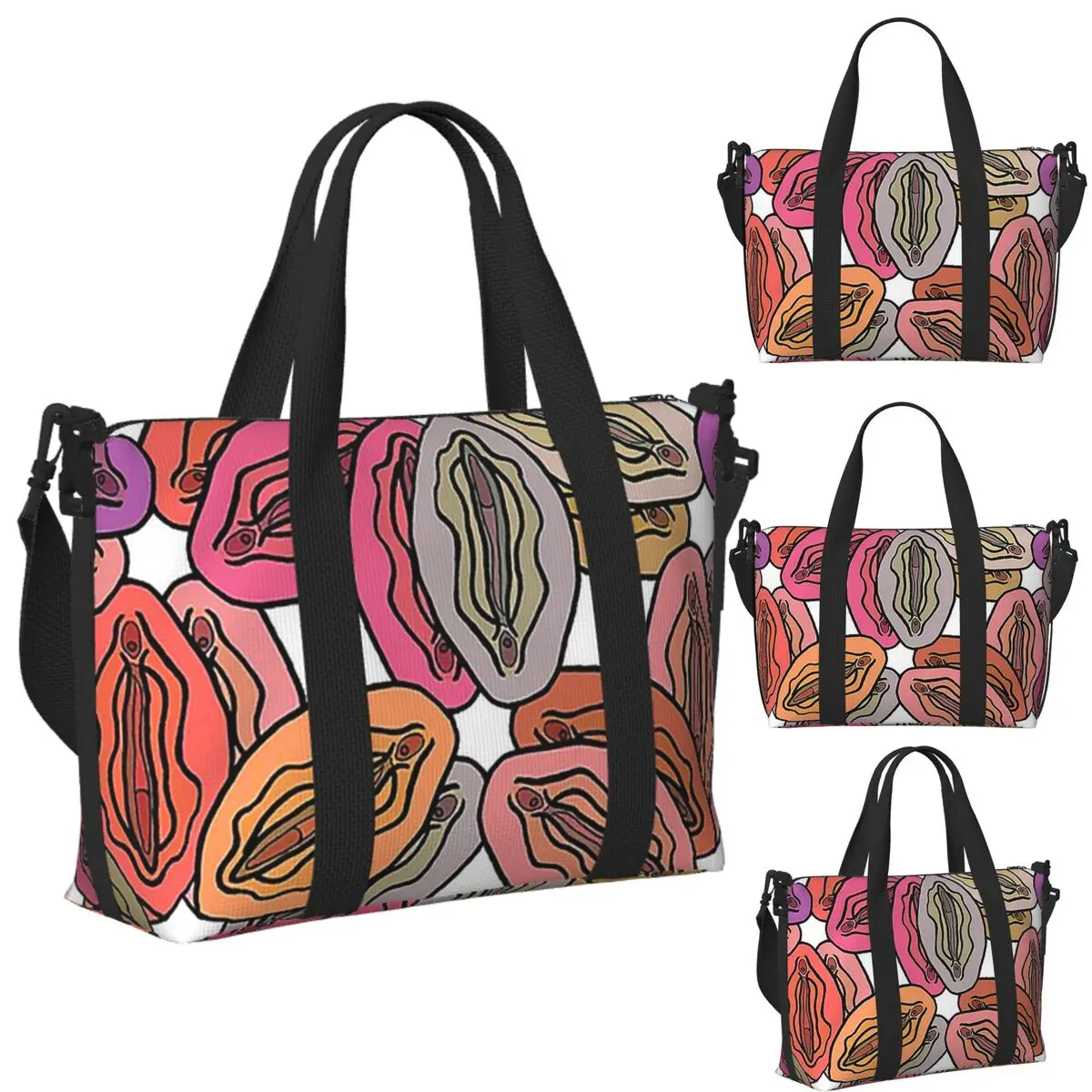 Custom Vulva Colorful Pattern Beach Travel Bag Large Capacity Tote Bags for Gym Sport Women Shopping Duffle Shoulder Bag
Custom Vulva Colorful Pattern Beach Travel Bag Large Capacity Tote Bags for Gym Sport Women Shopping Duffle Shoulder Bag