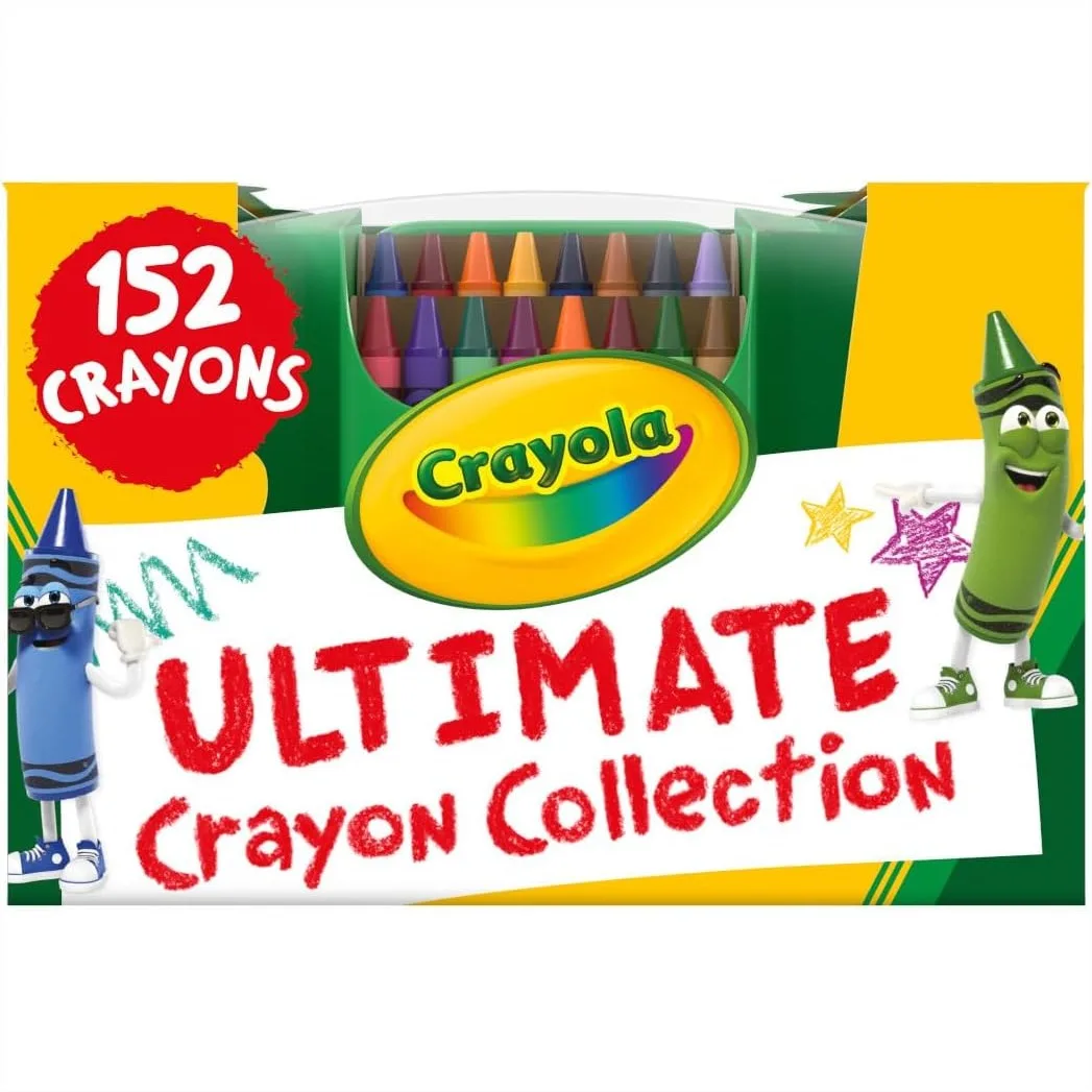 Ultimate Crayon Box Collection with Storage Caddy, 152 Classic & Glitter Colors, Durable Kids Coloring Supplies for Ages 3-5
Ultimate Crayon Box Collection with Storage Caddy, 152 Classic & Glitter Colors, Durable Kids Coloring Supplies for Ages 3-5