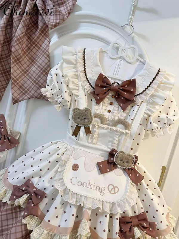 Sweet Cute Bear Op Apron Dress Suit Coffee Apricot Lolita Dress Sweet Girl Short-sleeved Puffy Princess Dresses for Women
Sweet Cute Bear Op Apron Dress Suit Coffee Apricot Lolita Dress Sweet Girl Short-sleeved Puffy Princess Dresses for Women