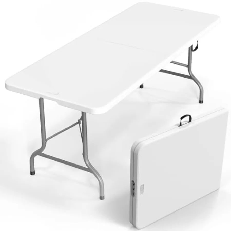 6 Foot Portable Plastic Folding Table for Indoor Outdoor Use, HDPE Rectangular Tabletop, White, Lightweight with Carrying Handl
6 Foot Portable Plastic Folding Table for Indoor Outdoor Use, HDPE Rectangular Tabletop, White, Lightweight with Carrying Handl