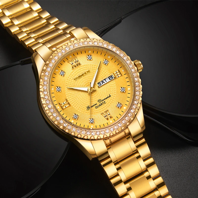 YASHIDUN Top Brand Luxury Watches for Man Gold Stainless Steel Quartz Watches Male Week Date Sport Waterproof Clock reloj hombre
YASHIDUN Top Brand Luxury Watches for Man Gold Stainless Steel Quartz Watches Male Week Date Sport Waterproof Clock reloj hombre