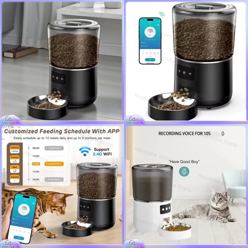 Smart Automatic Pet Feeder 4L WiFi Enabled for Cats and Dogs Remote Scheduled Feeding Smart Feeding Bowl Plastic Pet Food
Smart Automatic Pet Feeder 4L WiFi Enabled for Cats and Dogs Remote Scheduled Feeding Smart Feeding Bowl Plastic Pet Food