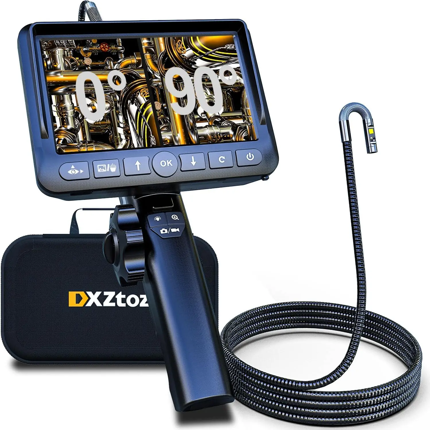 DXZtoz Dual-Lens Articulating Borescope with Light, 5'' Screen Engine Endoscope Inspection Camera with 0.33in Articulated Snake
DXZtoz Dual-Lens Articulating Borescope with Light, 5'' Screen Engine Endoscope Inspection Camera with 0.33in Articulated Snake