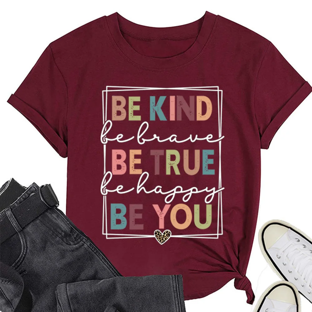 Be Kind Be True Be You Letter Print Shirts for Women Summer Colorful Graphic Harajuku Tops Aesthetic Oversized 2XL Tees Clothing
Be Kind Be True Be You Letter Print Shirts for Women Summer Colorful Graphic Harajuku Tops Aesthetic Oversized 2XL Tees Clothing