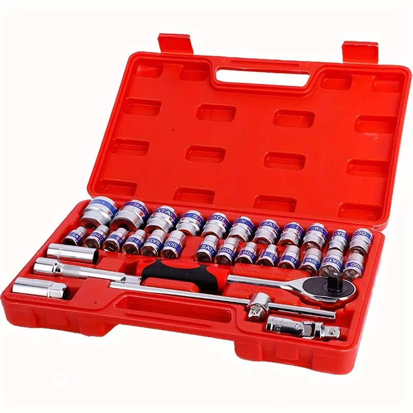 32 Pcs Mechanics Tool Set 1/2 Inch Drive Standard Deep Sockets Ratchet Wrench Set for Auto Repair
32 Pcs Mechanics Tool Set 1/2 Inch Drive Standard Deep Sockets Ratchet Wrench Set for Auto Repair