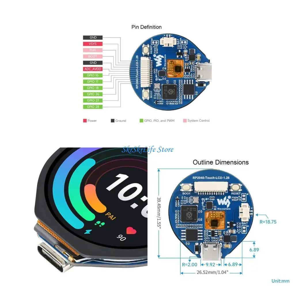 E65E RP2040 MCU Poard1.3 "Touch LCD 240 x 240 пикселей 65K красочный IPS ЖК -дисплей 
E65E RP2040 MCU Poard1.3 "Touch LCD 240 x 240 пикселей 65K красочный IPS ЖК -дисплей