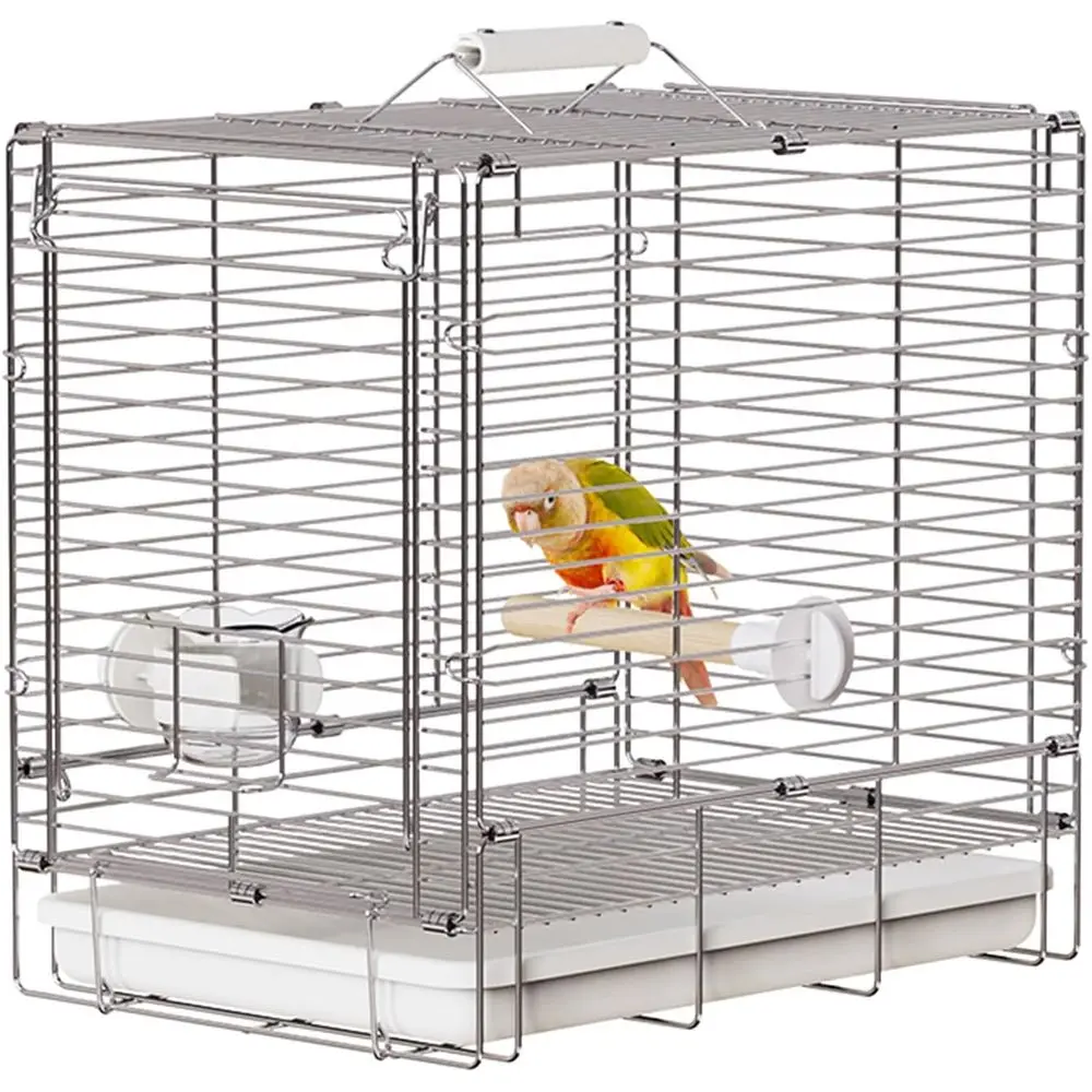 Portable Stainless Steel Bird Travel Cage with Feeder Cups and Perch for Small Birds
Portable Stainless Steel Bird Travel Cage with Feeder Cups and Perch for Small Birds