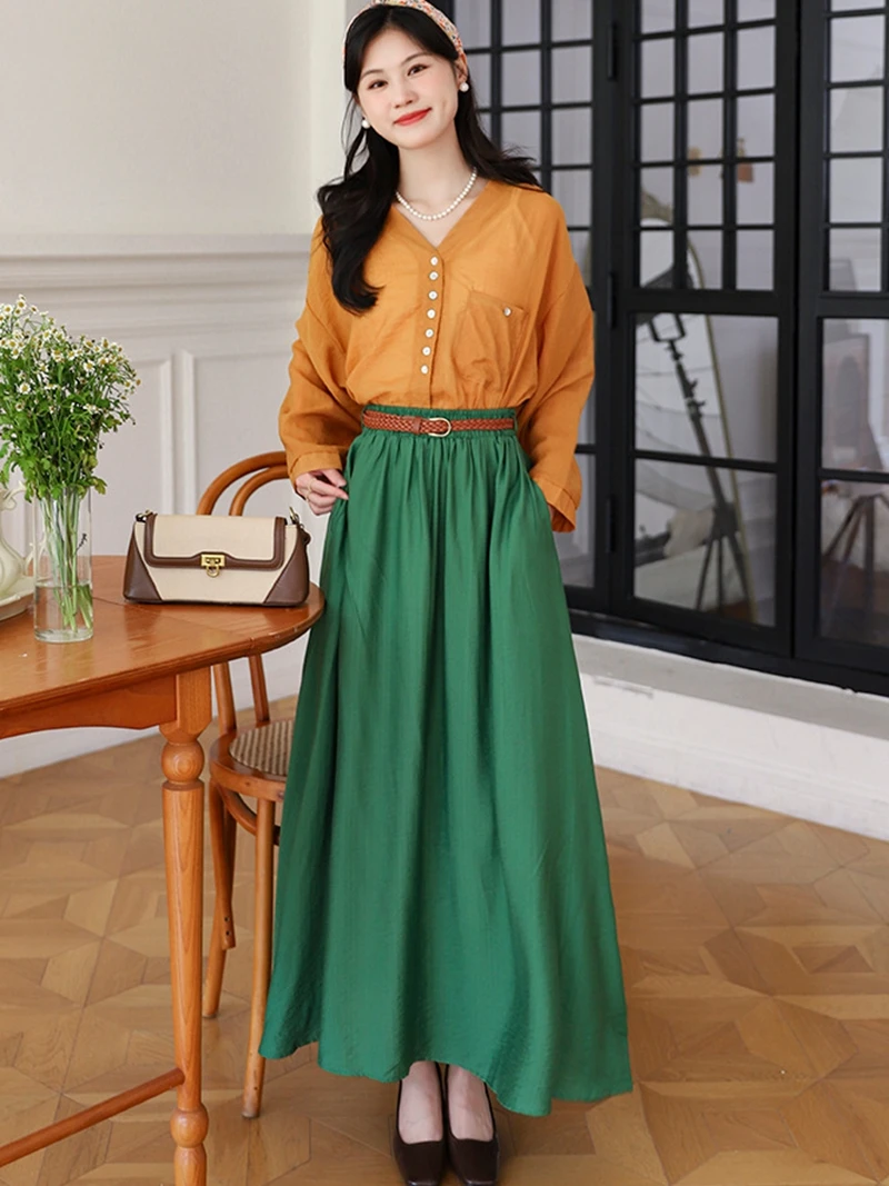 Fashion Solid Cotton And Linen Long Skirt Women Elegant Elastic High Waist Belt A-line Work Party Skirt Spring Summer Autumn
Fashion Solid Cotton And Linen Long Skirt Women Elegant Elastic High Waist Belt A-line Work Party Skirt Spring Summer Autumn