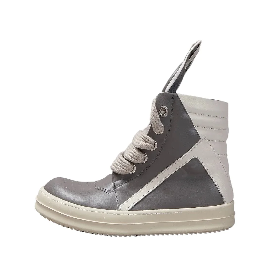 R-o Brand RO Shoe Men High Top Shoes Women Sneaker Gray Leather Casual Boots Ankle Boot Jumbo Laces Flat Sneakers
R-o Brand RO Shoe Men High Top Shoes Women Sneaker Gray Leather Casual Boots Ankle Boot Jumbo Laces Flat Sneakers