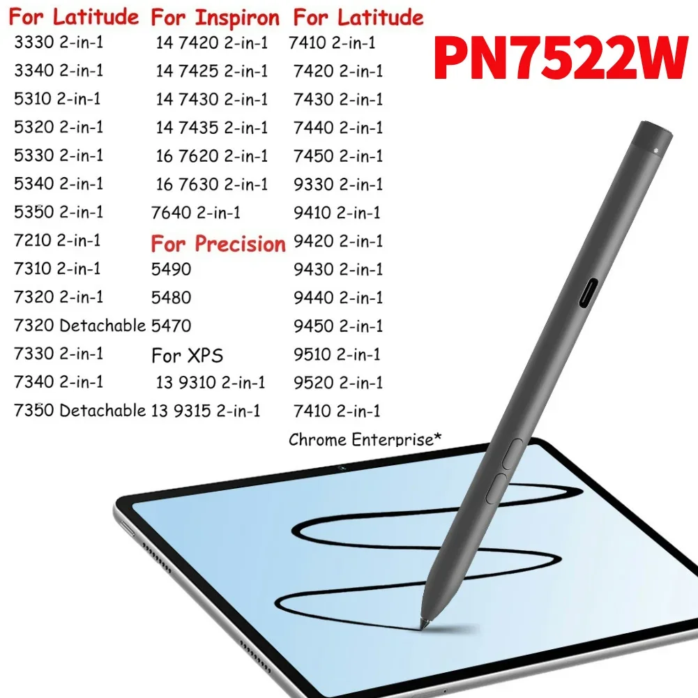PN7522W Rechargeable Active Pen Stylus Pen 4096 Level Pressure Sensitivity Touch Screen Stylus Pen for Dell Latitude 5310 2 in 1
PN7522W Rechargeable Active Pen Stylus Pen 4096 Level Pressure Sensitivity Touch Screen Stylus Pen for Dell Latitude 5310 2 in 1