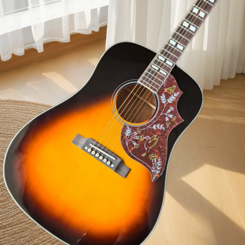 Luxury Retro Gloss Sunburst Hummingbird Acoustic Guitar, Solid Wood Top, Handmade Bone Nut, Ornate Hummingbird Pattern Tortoise Pickguard Beginner Folk Guitar, Ship From US
Luxury Retro Gloss Sunburst Hummingbird Acoustic Guitar, Solid Wood Top, Handmade Bone Nut, Ornate Hummingbird Pattern Tortoise Pickguard Beginner Folk Guitar, Ship From US