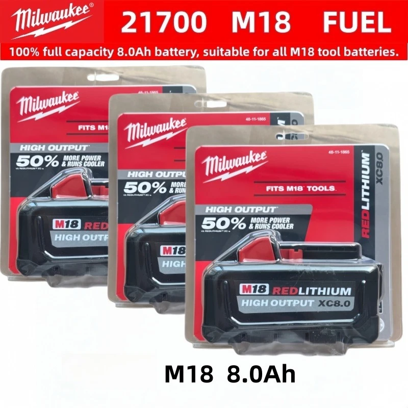 Milwaukee M18 XC 18V 8.0Ah 21700 Lithium Cell High Capacity Battery Rechargeable Pack for 48‑11‑2830 0730‑20 Power Tools
Milwaukee M18 XC 18V 8.0Ah 21700 Lithium Cell High Capacity Battery Rechargeable Pack for 48‑11‑2830 0730‑20 Power Tools