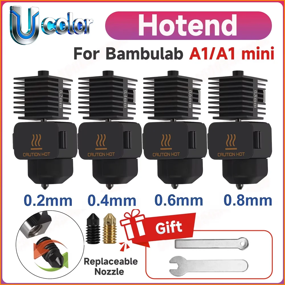 Hotend Kit For Bambu Lab A1/A1 Mini Fast Speed HotEnd Assembly 0.2/0.4/0.6/0.8mm Hardened steel Nozzle Set 3D Printer Part
Hotend Kit For Bambu Lab A1/A1 Mini Fast Speed HotEnd Assembly 0.2/0.4/0.6/0.8mm Hardened steel Nozzle Set 3D Printer Part