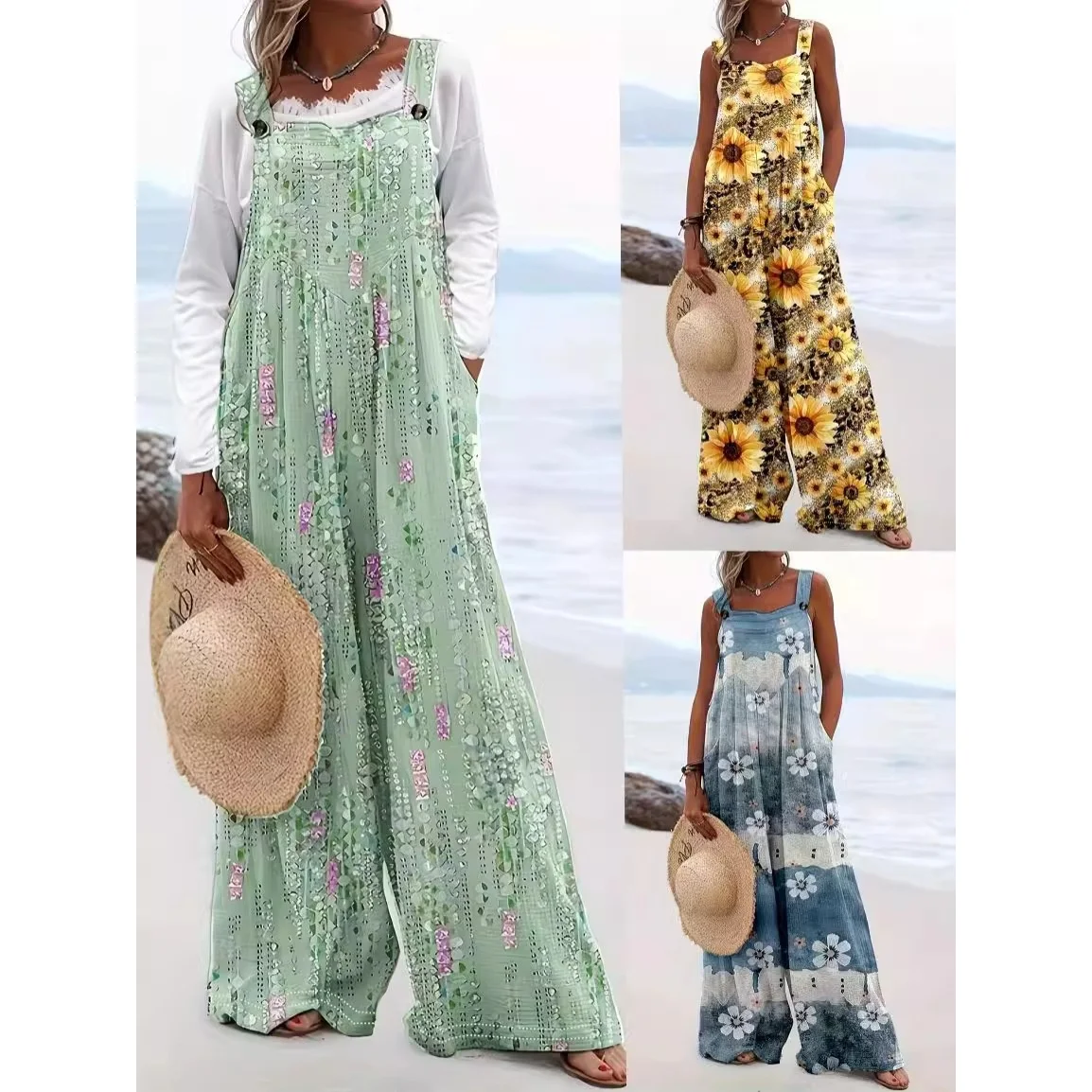 Women's Printed Wideleg Jumpsuit Straight Leg Printed One-Piece Summer Thin Polyester Long Pants mid Waist Jumpsuit
Women's Printed Wideleg Jumpsuit Straight Leg Printed One-Piece Summer Thin Polyester Long Pants mid Waist Jumpsuit