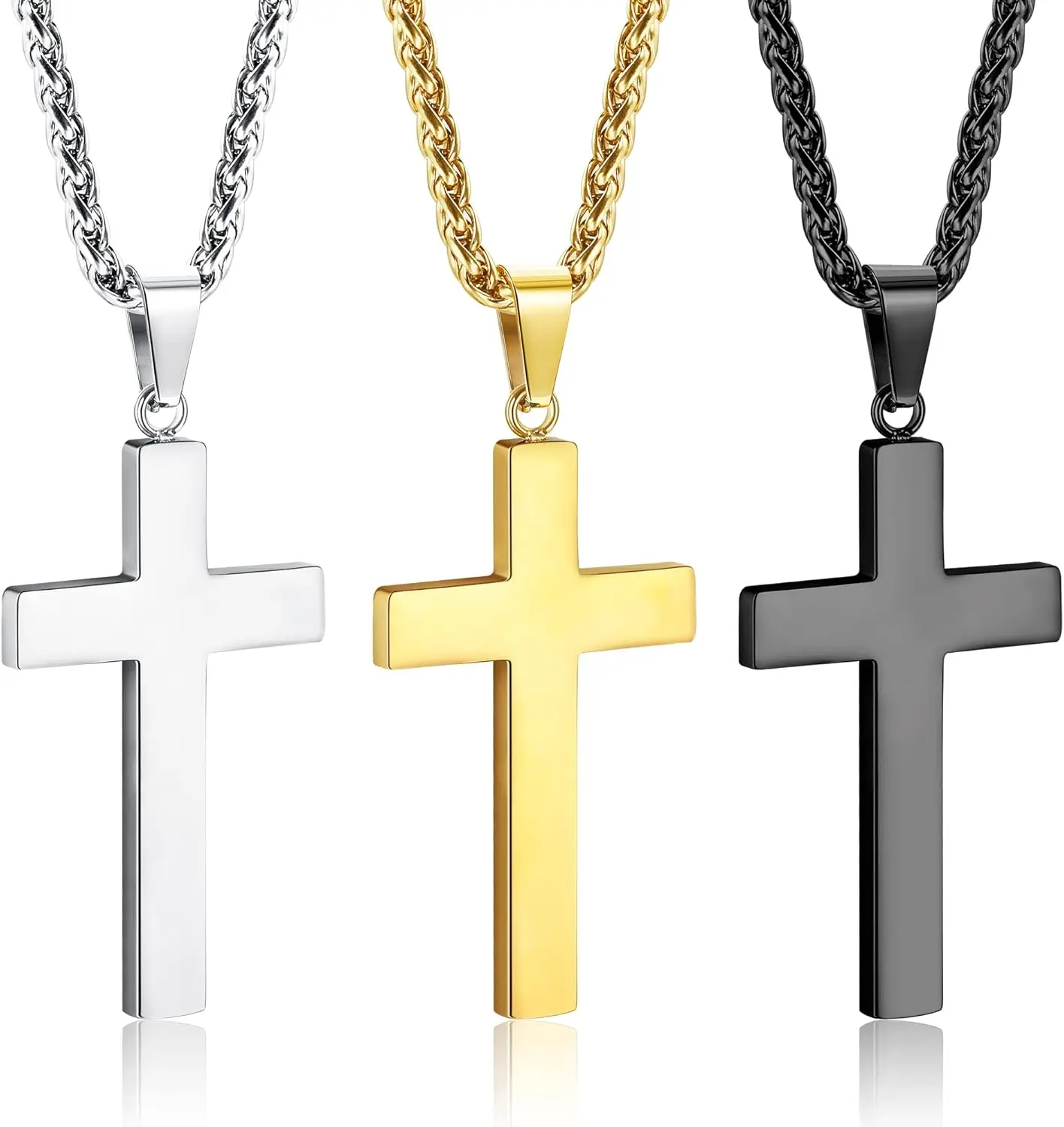 Bobisty 3Pcs Cross Necklace for Men Women Simple Stainless Steel Cross Pendant Necklace Christian Cross Chain Goth Halloween
Bobisty 3Pcs Cross Necklace for Men Women Simple Stainless Steel Cross Pendant Necklace Christian Cross Chain Goth Halloween