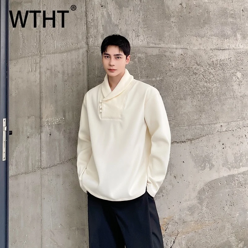WTHT модные мужские однотонные свободные повседневные футболки, модные осенние топы с отложным воротником и длинными рукавами 2023, мужские 2A1916 
WTHT модные мужские однотонные свободные повседневные футболки, модные осенние топы с отложным воротником и длинными рукавами 2023, мужские 2A1916