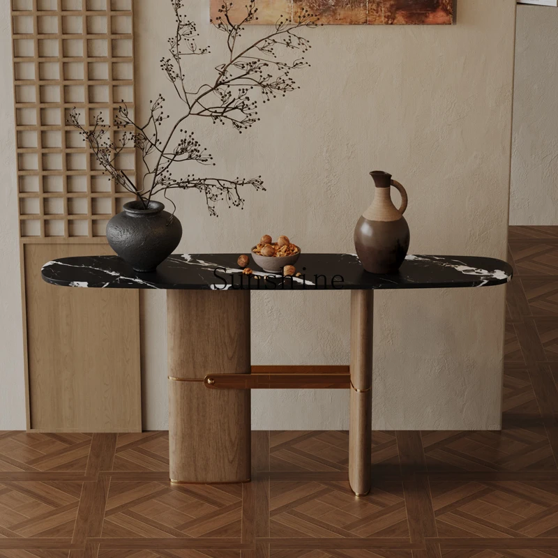 New Chinese natural marble modern simple entrance table against the wall
New Chinese natural marble modern simple entrance table against the wall