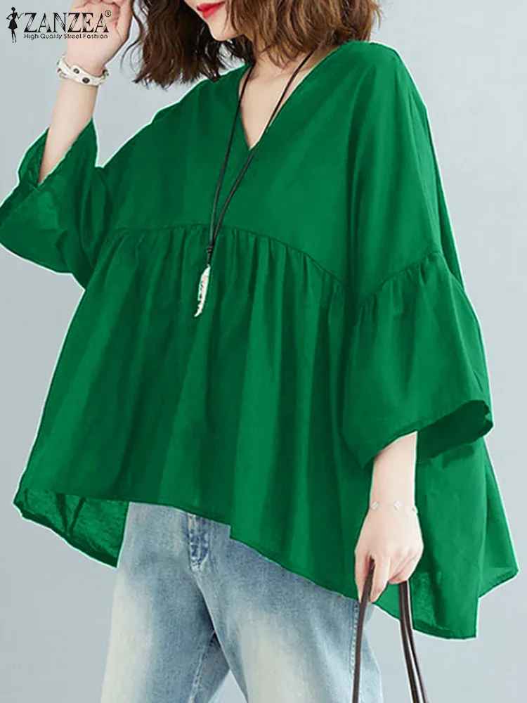 ZANZEA, женская туника с расклешенными рукавами, лето 2021, повседневная однотонная блузка, модная плиссированная рубашка с v-образным вырезом, свободные Blusas Femininas
ZANZEA, женская туника с расклешенными рукавами, лето 2021, повседневная однотонная блузка, модная плиссированная рубашка с v-образным вырезом, свободные Blusas Femininas