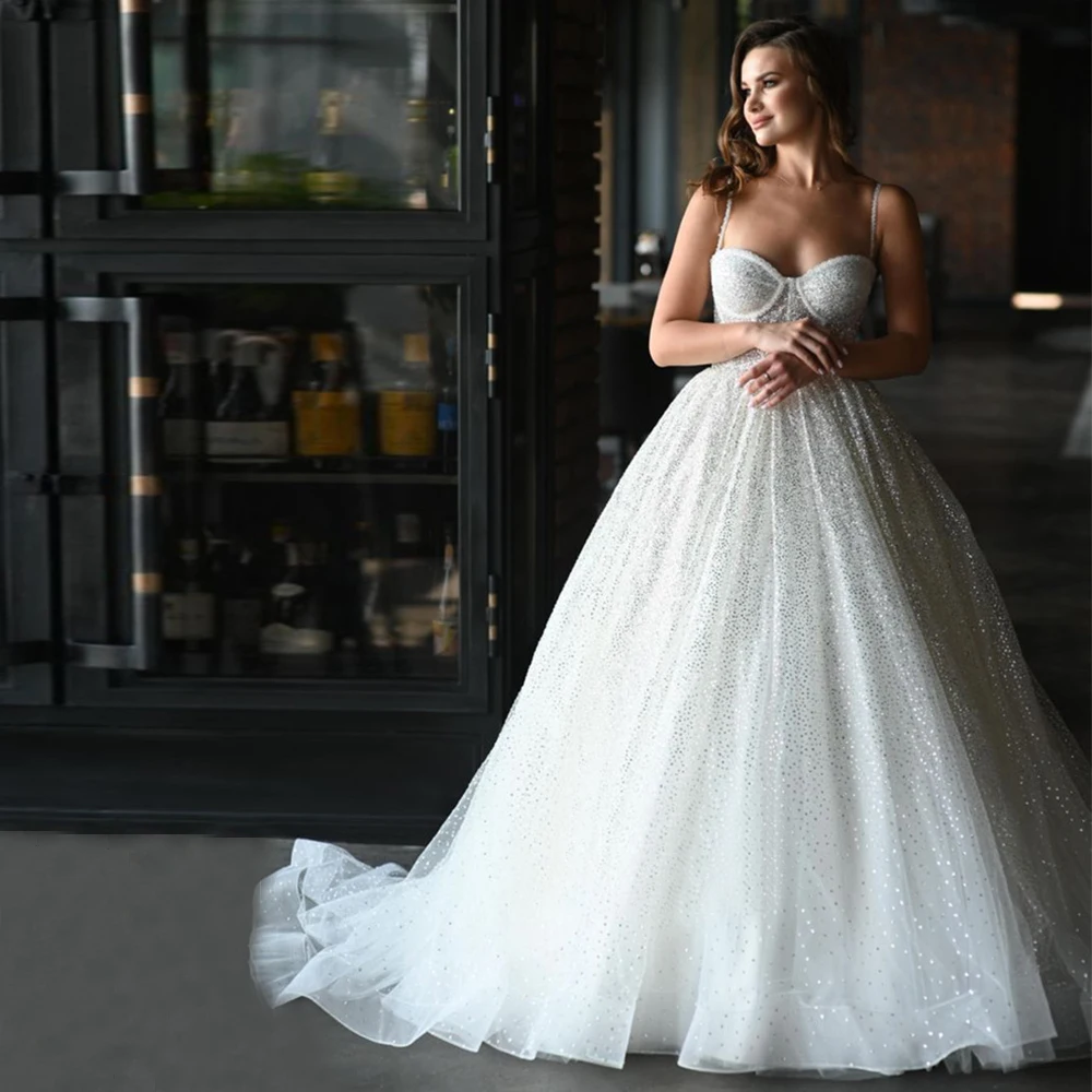 Princess Ball Gown For Bride Wedding Spaghetti Straps A Line Sweetheart Elegant Glitter Tulle Bridal Gown Vestido De Novia 2024
Princess Ball Gown For Bride Wedding Spaghetti Straps A Line Sweetheart Elegant Glitter Tulle Bridal Gown Vestido De Novia 2024