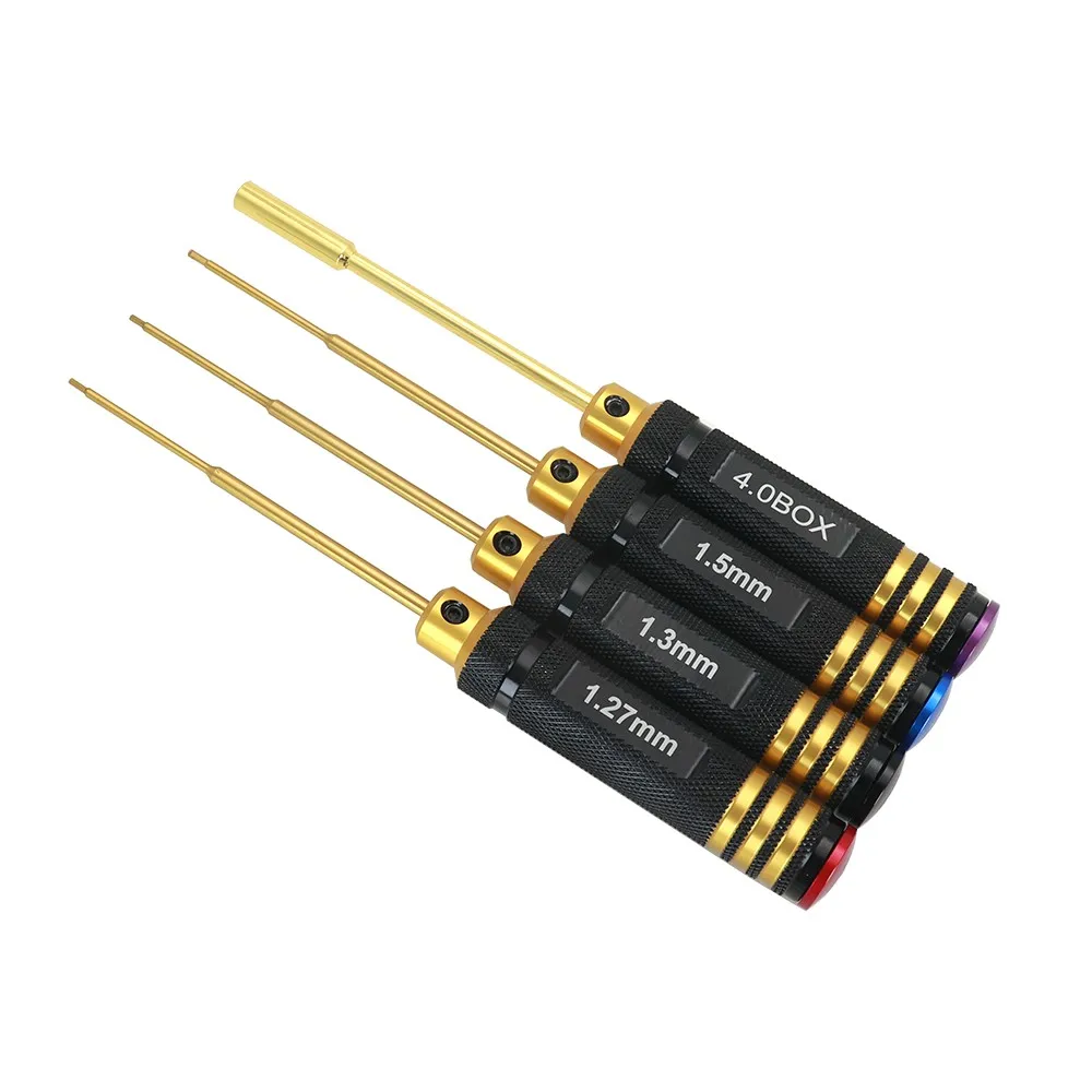 RC Tools 4 pcs hex screw driver set titanium plating hardened 1.27/1.3/1.5/m4 screwdriver For Rc helicopter Rc toys (1 set)
RC Tools 4 pcs hex screw driver set titanium plating hardened 1.27/1.3/1.5/m4 screwdriver For Rc helicopter Rc toys (1 set)