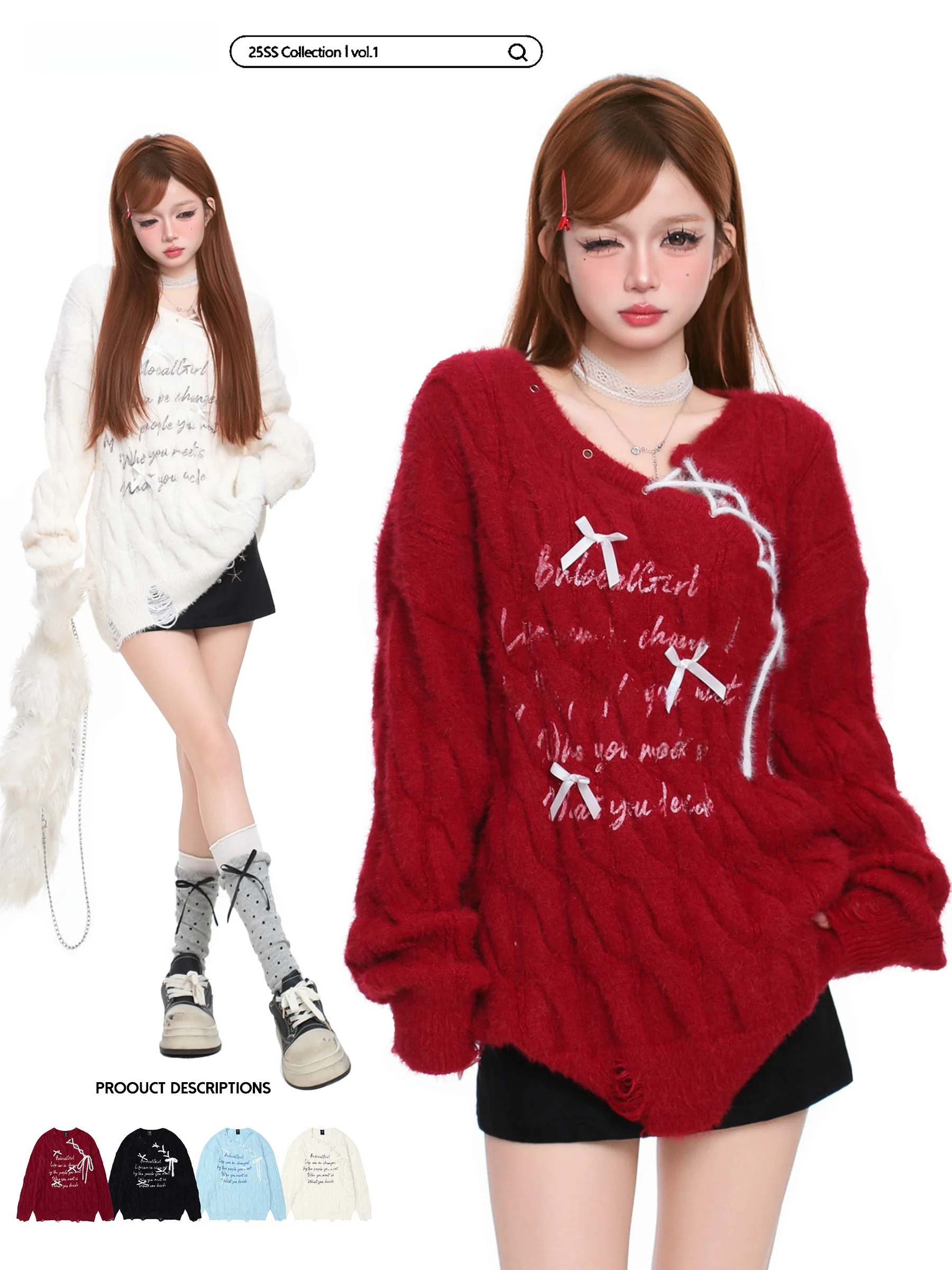 Red Knitted Sweater with Bow Tie Lazy Sle Soft Cozy New Year Women's Autumn Winter Basterds Sweet Sle Loose Fit Long Sve
Red Knitted Sweater with Bow Tie Lazy Sle Soft Cozy New Year Women's Autumn Winter Basterds Sweet Sle Loose Fit Long Sve