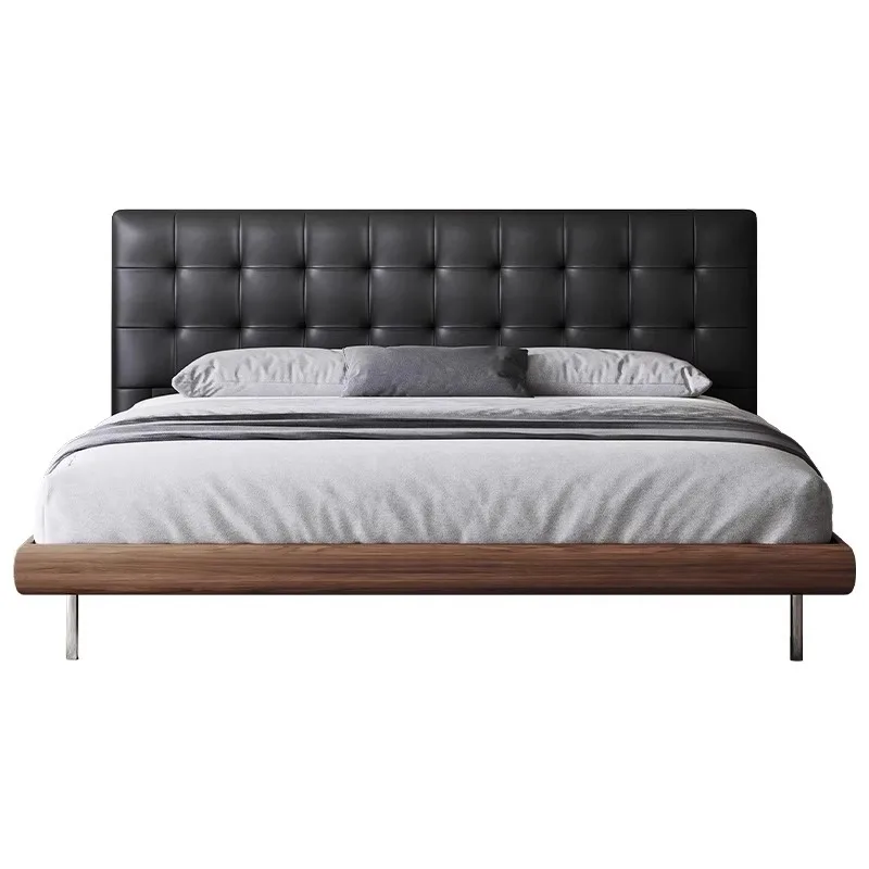 High-end Italian medieval solid wood edge waffle black leather bed double bed. Italian soft bag simple wedding bed
High-end Italian medieval solid wood edge waffle black leather bed double bed. Italian soft bag simple wedding bed