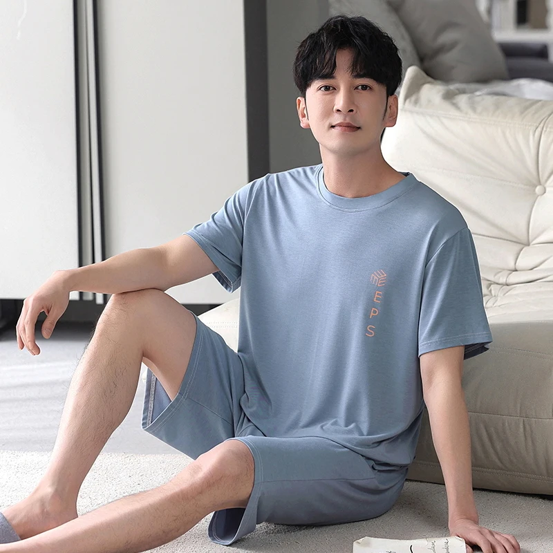 Newest L-5XL Men Pajamas Set Summer Modal Short Sleeve Sleepwear Casual Pyjamas Sets
Newest L-5XL Men Pajamas Set Summer Modal Short Sleeve Sleepwear Casual Pyjamas Sets