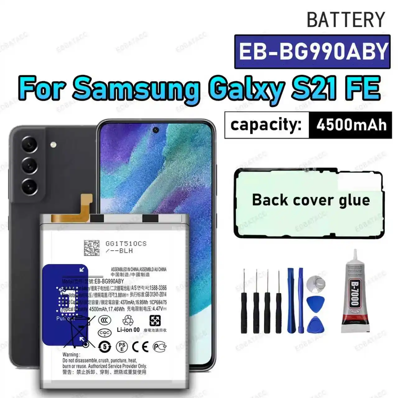 100% New High Quanlity EB-BG990ABY 4500mAh Replacement Battery For Samsung Galaxy S21 FE 5G SM-G990+Free Tools
100% New High Quanlity EB-BG990ABY 4500mAh Replacement Battery For Samsung Galaxy S21 FE 5G SM-G990+Free Tools