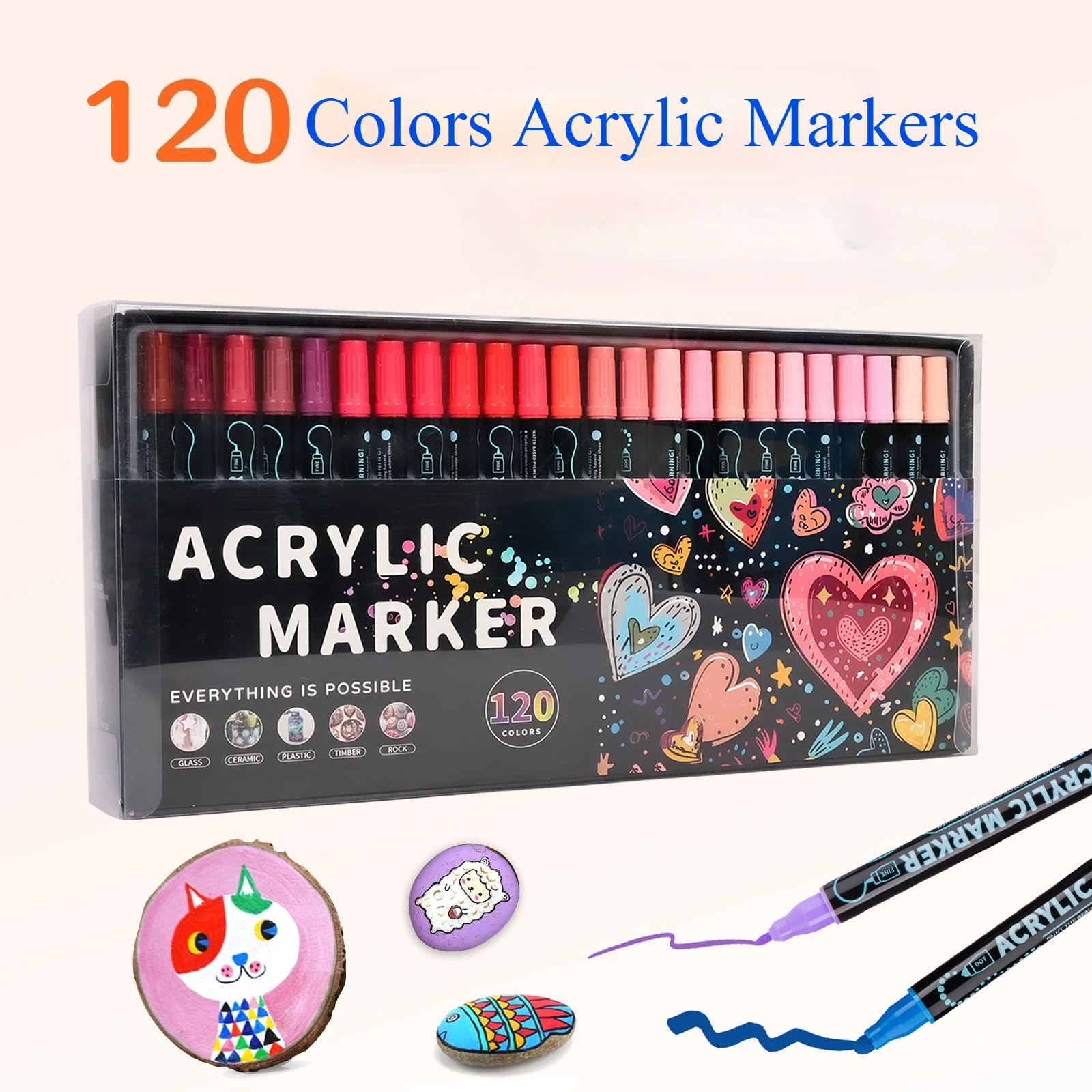 72/120 colors Acylic Pigment Markers Soft Dual Tips Painting DIY for kids Painting Wood Glass Stone Art Stationery
72/120 colors Acylic Pigment Markers Soft Dual Tips Painting DIY for kids Painting Wood Glass Stone Art Stationery