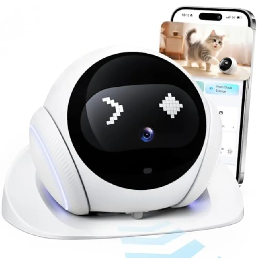Pet Camera Robot Companion Monitor Movable Home Security Cam with 1080P Video, 2.4GHz WiFi, Motion Tracking, Laser Toy, Two-Way
Pet Camera Robot Companion Monitor Movable Home Security Cam with 1080P Video, 2.4GHz WiFi, Motion Tracking, Laser Toy, Two-Way