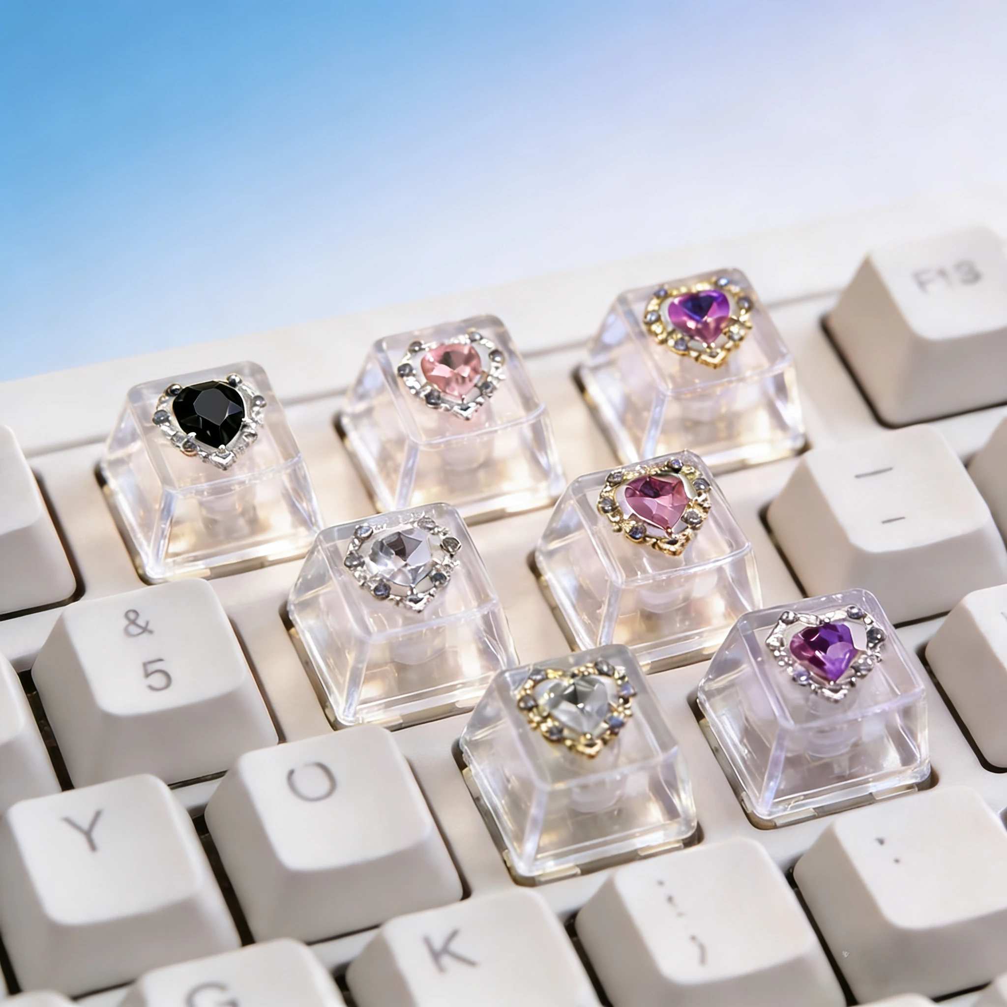 Love with glass peach heart diamond decoration DIY handmade personalized mechanical R4 keyboard keycaps
Love with glass peach heart diamond decoration DIY handmade personalized mechanical R4 keyboard keycaps