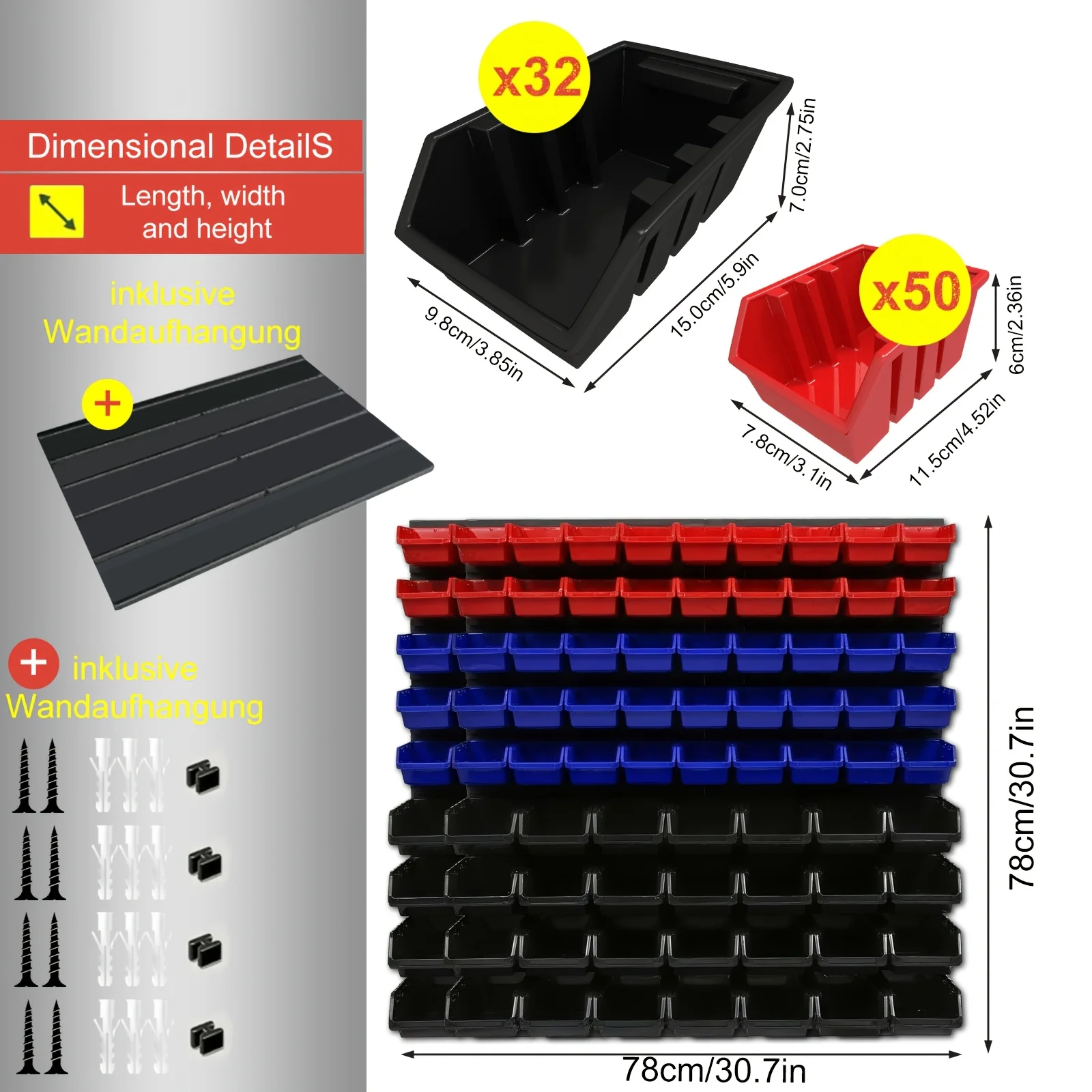 Wall-Mounted Tool Organizer System with Storage Bins & Holders - Durable DIY Garage & Workshop Rack for Screws, Nuts, Bolts, Nails, And Small Parts, Easy Installation Garage Tool Rack Systerm
Wall-Mounted Tool Organizer System with Storage Bins & Holders - Durable DIY Garage & Workshop Rack for Screws, Nuts, Bolts, Nails, And Small Parts, Easy Installation Garage Tool Rack Systerm