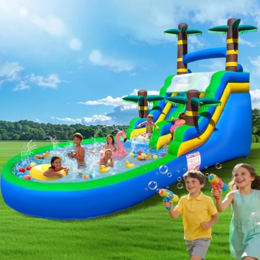 26FT Inflatable Water Slide with Water Spray Tube PVC Commercial Grade Water Slide with Splash Pool 4-in-1 Water Slide with Cli
26FT Inflatable Water Slide with Water Spray Tube PVC Commercial Grade Water Slide with Splash Pool 4-in-1 Water Slide with Cli