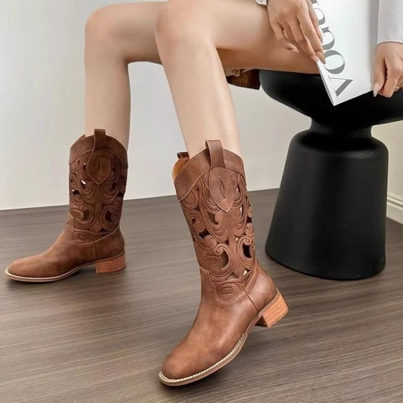 Women Shoes Brown Retro Western Cowboy Boots 2025 New Women's Boot Embroidered Knight Boots for Women Thick Heel Fashion Boots
Women Shoes Brown Retro Western Cowboy Boots 2025 New Women's Boot Embroidered Knight Boots for Women Thick Heel Fashion Boots