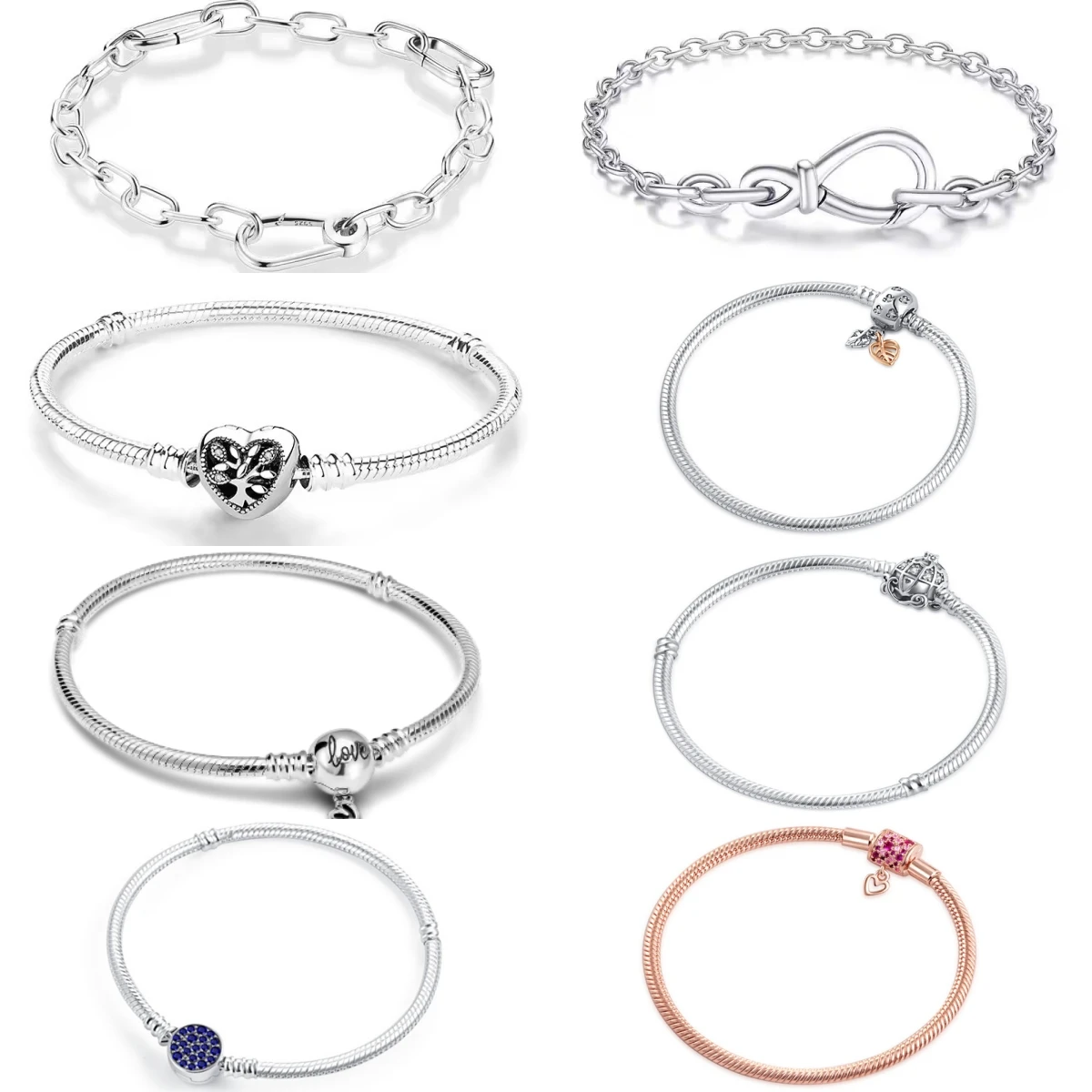 925 Sterling Silver Charms Snake Chain Bracelet Love Heart/Infinity/Tree of Life Clasp Bangle Women DIY Jewelry Gift
925 Sterling Silver Charms Snake Chain Bracelet Love Heart/Infinity/Tree of Life Clasp Bangle Women DIY Jewelry Gift