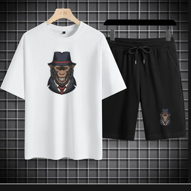 Summer Cotton Tshirt Shorts 2 Piece Set Mens Outfits Gorilla Printed T-shirts Gym Sport Suits Jogging Sportswear Trainning Suits
Summer Cotton Tshirt Shorts 2 Piece Set Mens Outfits Gorilla Printed T-shirts Gym Sport Suits Jogging Sportswear Trainning Suits