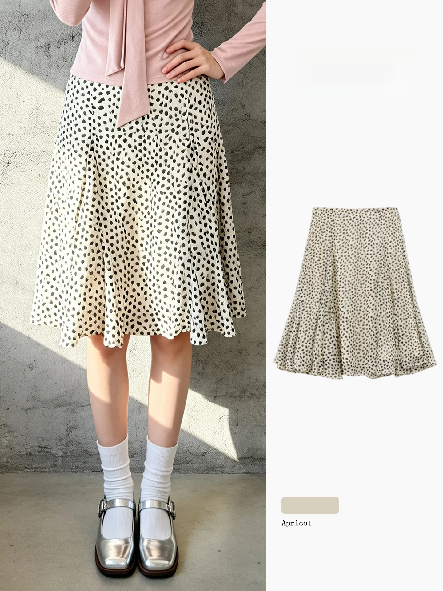 Summer Polka Dot Midi Skirt Women's High Waist Slimming A-Line Half-length Commuting Gored Hem Draping Polyester Fiber
Summer Polka Dot Midi Skirt Women's High Waist Slimming A-Line Half-length Commuting Gored Hem Draping Polyester Fiber
