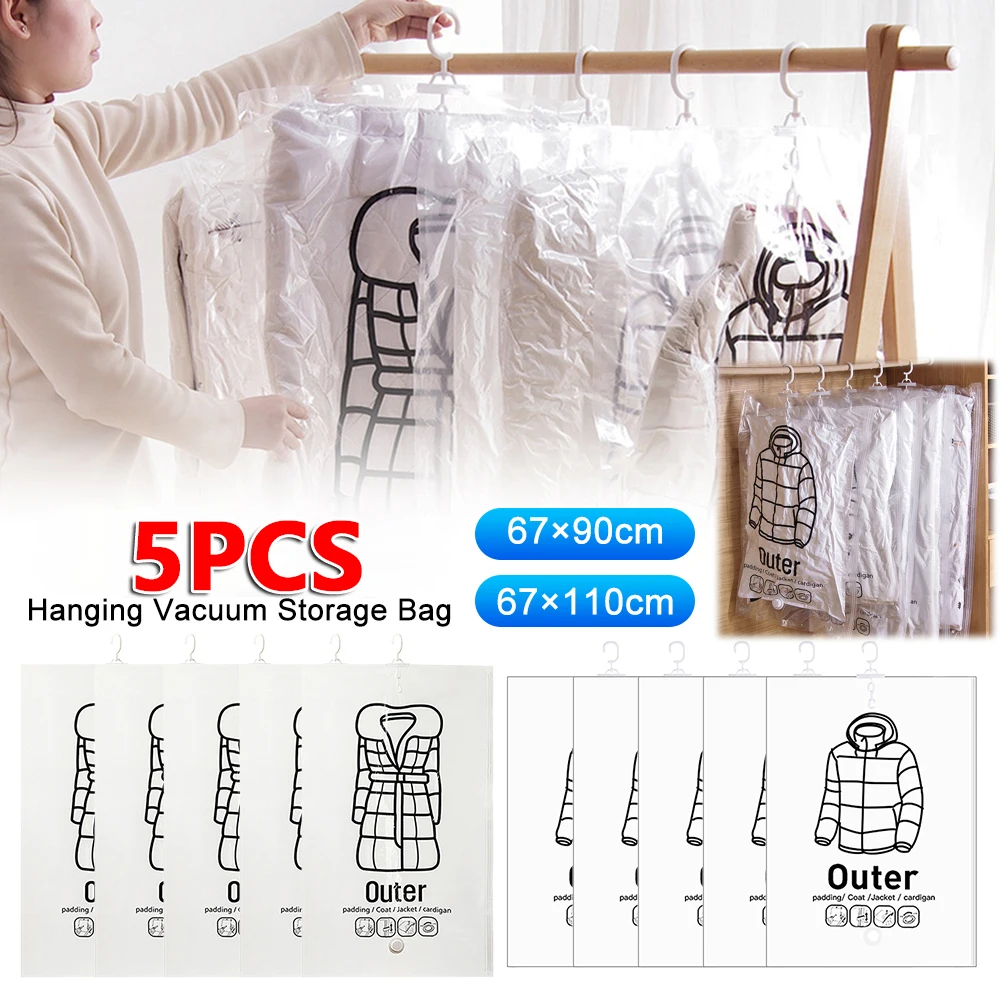 5PCS Hanging Vacuum Bag Space Saving Clothe Compression Storage Bag Reusable Empty Pump Bags Clothes Wardrobe Quilt Vacuum Pack
5PCS Hanging Vacuum Bag Space Saving Clothe Compression Storage Bag Reusable Empty Pump Bags Clothes Wardrobe Quilt Vacuum Pack