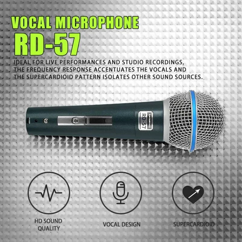 RAYHAYES RD-58 Professional Wired Microphone Noise Reduction Cardioid Dynamic Microphone Mic For Karaoke Music Party
RAYHAYES RD-58 Professional Wired Microphone Noise Reduction Cardioid Dynamic Microphone Mic For Karaoke Music Party