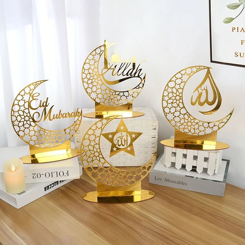 Eid Mubarak Acrylic Hollow Out Gold Silver Star Moon Table Ornament Craft Ramadan Home Decoration Islamic Muslim Party Supplies
Eid Mubarak Acrylic Hollow Out Gold Silver Star Moon Table Ornament Craft Ramadan Home Decoration Islamic Muslim Party Supplies